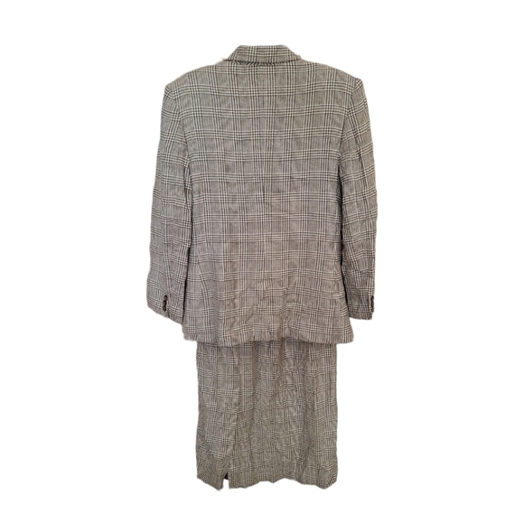 Vintage JH Collectibles Wool Blend Plaid Suit Sz 8 Gray Cream - Picture 2 of 16